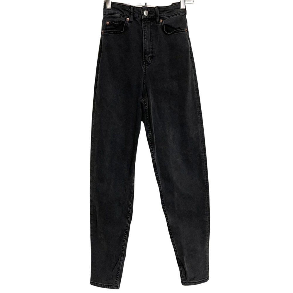 Divided By H&M Women's Black Denim Super High Rise Slim Straight Jeans Size 0